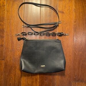 Aldo Black Vegan Leather Crossbody Bag with Chain Strap / Crossbody Strap